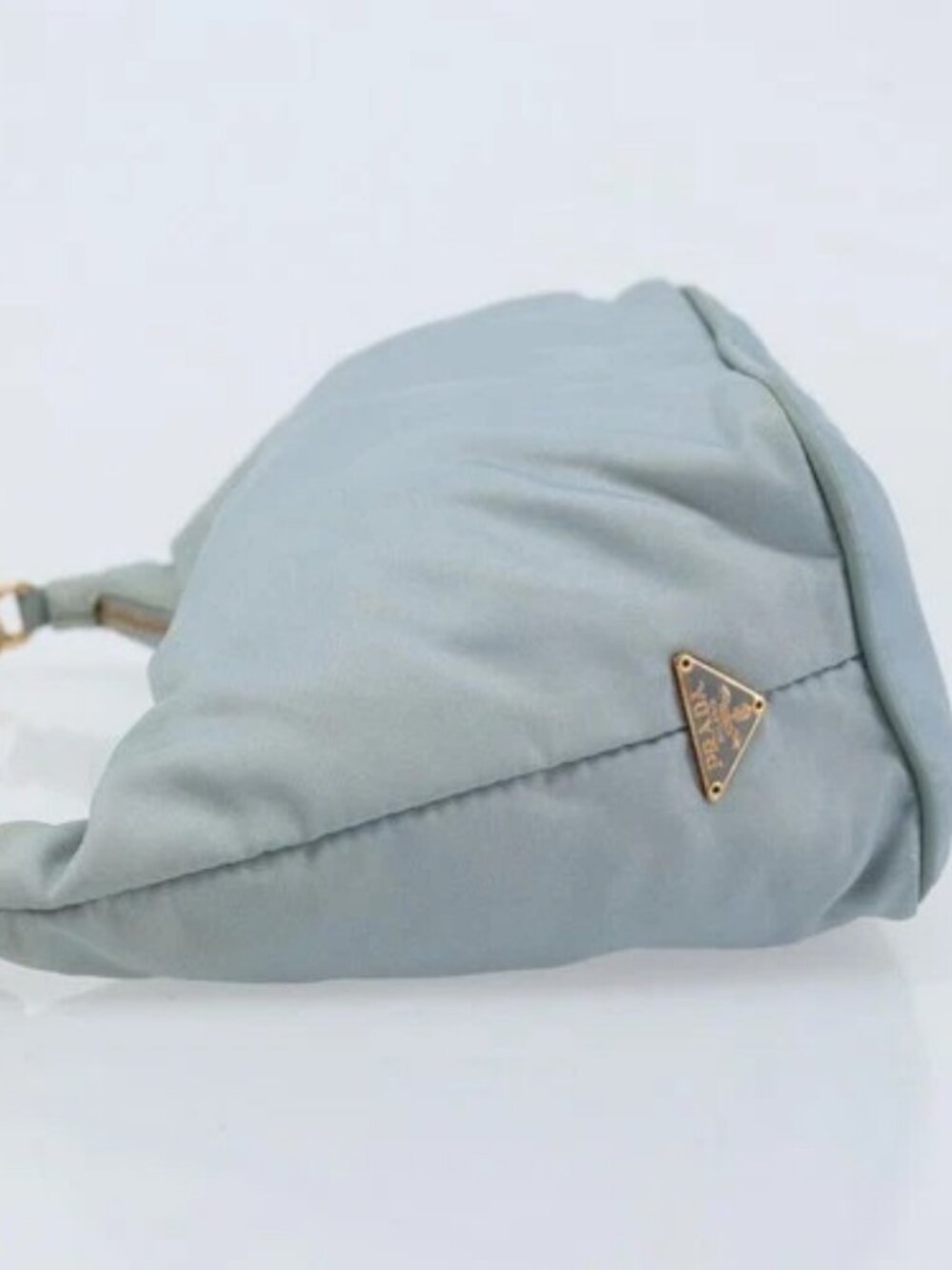 PRADA Chain Shoulder Bag Nylon Light Blue Gold Auth LNZ688V - Picture 4 of 16